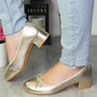 CARNATY Gold Court Bow Mid Heel Party Shoes