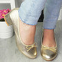 CARNATY Gold Court Bow Mid Heel Party Shoes
