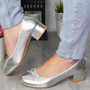 CARNATY Silver Court Bow Mid Heel Party Shoes