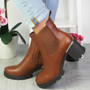 ROBYNI Camel Ankle Chelsea High Heels Boots
