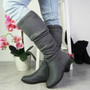 EMILYE Grey Winter Zip Mid Calf Boots