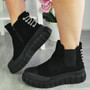 MOZRA Black Ankle Chunky Bling Platform Zip Boots