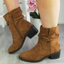 MIBAL Camel Ankle Rouched Warm Lined Zip Boots