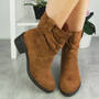 MIBAL Camel Ankle Rouched Warm Lined Zip Boots