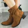 MIBAL Camel Ankle Rouched Warm Lined Zip Boots