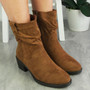 MIBAL Camel Ankle Rouched Warm Lined Zip Boots
