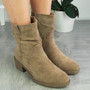 MIBAL Khaki Ankle Rouched Warm Lined Zip Boots