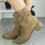 MIBAL Khaki Ankle Rouched Warm Lined Zip Boots