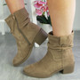 MIBAL Khaki Ankle Rouched Warm Lined Zip Boots