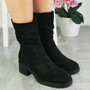 SHORTI Black Mid Calf Warm Rouched Zip Boots