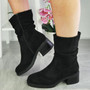 SHORTI Black Mid Calf Warm Rouched Zip Boots