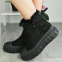 SORITA Black Ankle Platform Chunky Heel Zip Boots
