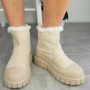 SORITA Beige Ankle Platform Chunky Heel Zip Boots