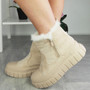 SORITA Beige Ankle Platform Chunky Heel Zip Boots