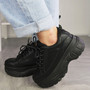ZANIYA Black Trainers Platform Lace Up Ankle Boots