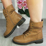 MORRI Camel Ankle Warm Lined Zip Lace Up Army Boots