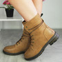 MORRI Camel Ankle Warm Lined Zip Lace Up Army Boots