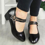 FOSTI Black Dance Court Buckle Heel Work Shoes