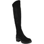 MORMA Black Knee High Platform High Heels Zip Boots