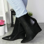 ALIZAY Black Ankle Wedge Night Party Boots 