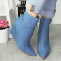 ALIZAY Jeans Ankle Wedge Night Party Boots 