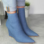 ALIZAY Jeans Ankle Wedge Night Party Boots 