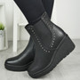 AYLA Black Ankle Wedge Heels Boots