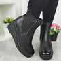 AYLA Black Ankle Wedge Heels Boots