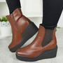 AYLA Brown Ankle Wedge Heels Boots