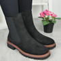 DENISE Black Ankle  Chelsea Grip Faux Fur Lined Zip Boots 