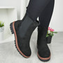 DENISE Black Ankle  Chelsea Grip Faux Fur Lined Zip Boots 