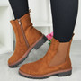 DENISE Camel Ankle  Chelsea Grip Faux Fur Lined Zip Boots 