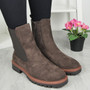 DENISE Brown Ankle  Chelsea Grip Faux Fur Lined Zip Boots 