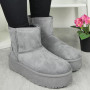 GLORIA Grey Ankle Platform Winter Slip On Boots 
