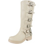 DAVINA Beige Winter Bike Rider Lined Zip Boots