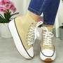 EVELYNA Khaki Canvas Trainers Lace Up Casual Boots