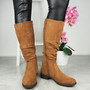 TESSA Camel Mid Calf Comfy Heel Boots