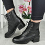 CARMEL Black Ankle Lace Up Zip Boots 