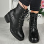 CARMEL Black Ankle Lace Up Zip Boots 