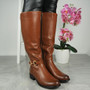 EUNICE Camel Classy Bling Stretch Warm Lined Zip Boots 