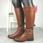 EUNICE Camel Classy Bling Stretch Warm Lined Zip Boots 