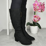 NATALIA Black Wide Fit And Calf Winter Zip Boots 