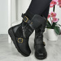 EIRA Black Pu Wide Fit Winter Wedge Zip Boots 