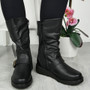 EIRA Black Pu Wide Fit Winter Wedge Zip Boots 