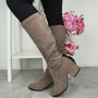 TILLY Taupe Wide Fit Winter Zip Boots 