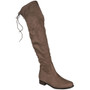 ASHLEY Taupe Over The Knee Lace Up Boots