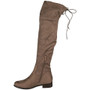 ASHLEY Taupe Over The Knee Lace Up Boots