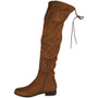 ASHLEY Camel Over The Knee Lace Up Boots