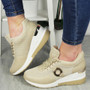 ILARIA Beige Wedge Lace Up Comfy Pumps Trainers Shoes 