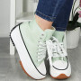 FERN Green Canvas Trainers Lace Up Casual Boots